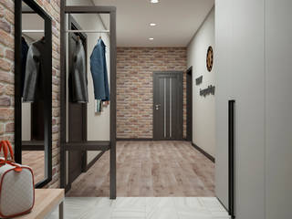 Grey colors house, Дизайн студия Марии Зерщиковой Дизайн студия Марии Зерщиковой industrial style corridor, hallway & stairs