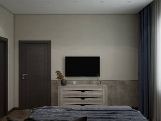 Grey colors house. Bedroom, Дизайн студия Марии Зерщиковой Дизайн студия Марии Зерщиковой Kamar Tidur Gaya Industrial