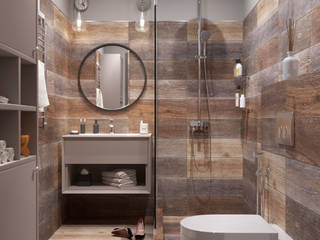 Grey colors house. Bathroom & shower, Дизайн студия Марии Зерщиковой Дизайн студия Марии Зерщиковой Phòng tắm phong cách tối giản