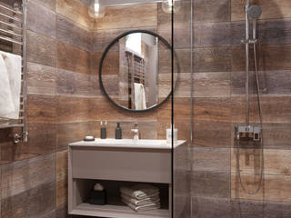 Grey colors house. Bathroom & shower, Дизайн студия Марии Зерщиковой Дизайн студия Марии Зерщиковой Phòng tắm phong cách tối giản