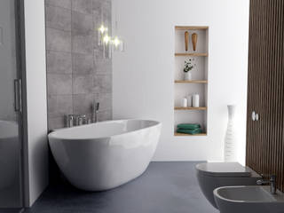 Wanny przyścienne, scandibath.com scandibath.com Minimalist style bathroom Wood-Plastic Composite