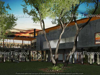 RENDERS EXTERIORES DE VIVIENDA EN BARRIO NORDELTA YATCH, Javier Figueroa 3D Javier Figueroa 3D Nhà phong cách mộc mạc