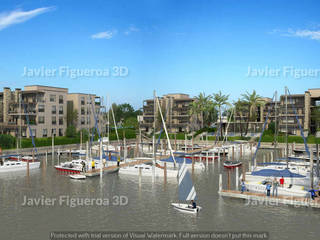 RENDERS EXTERIORES Y AÉREOS DE COMPLEJO RESIDENCIAL EN TIGRE, Javier Figueroa 3D Javier Figueroa 3D منازل