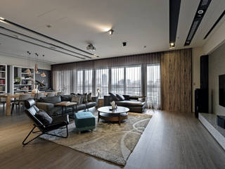 由鉅三希 5F, 台中室內設計-築采設計 台中室內設計-築采設計 Modern Living Room