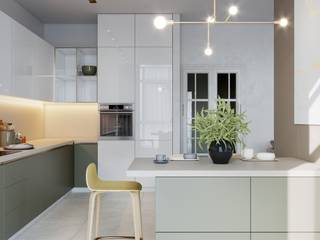 Big cozy flat designed by Vinterior, Vinterior - дизайн интерьера Vinterior - дизайн интерьера Cocinas minimalistas