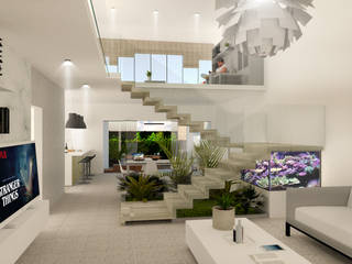 Proyecto Residencial, SANT1AGO arquitectura y diseño SANT1AGO arquitectura y diseño Livings de estilo minimalista Concreto Blanco