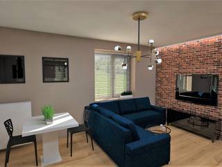 Katarzyna Wnęk Modern Living Room Bricks Grey