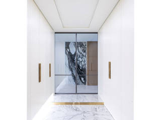 메트로브론즈 현관 양개슬라이딩도어 위드지스강남 위드지스부산, WITHJIS(위드지스) WITHJIS(위드지스) Modern corridor, hallway & stairs Aluminium/Zinc Grey