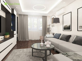 Дизайн интерьера двухкомнатной квартиры 70 кв. м в современном стиле, ЕвроДом ЕвроДом Phòng khách