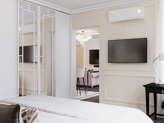 Дизайн двухкомнатной квартиры 68 кв. м в стиле ар-деко, ЕвроДом ЕвроДом モダンスタイルの寝室