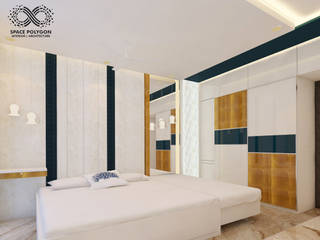 Residential Apartment at Metrozone ,Chennai, Space Polygon Space Polygon モダンスタイルの寝室