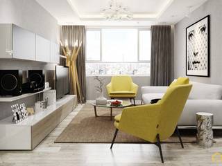 thiết kế căn hộ Novaland hiện đại , nội thất căn hộ hiện đại CEEB nội thất căn hộ hiện đại CEEB 现代客厅設計點子、靈感 & 圖片