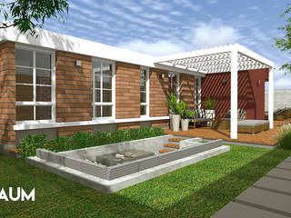 Fachada Lateral: Casas de campo de estilo  por RAUM Estudio