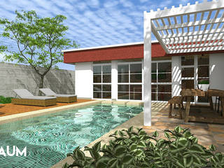 Fachada Frontal - Interior: Casas de campo de estilo  por RAUM Estudio