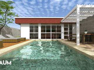 Fachada Frontal - Interior: Casas de campo de estilo  por RAUM Estudio