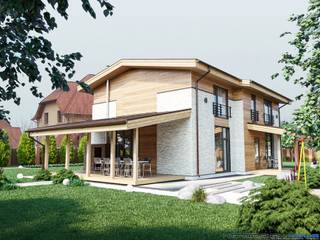 Загородный дом для большой семьи, hq-design hq-design Дерев'яні будинки