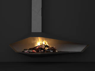 Vortex — Flow Collection, Shelter ® Fireplace Design Shelter ® Fireplace Design Nowoczesny salon Żelazo/Stal