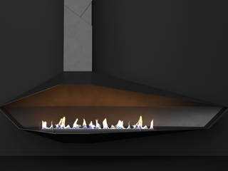 Vortex — Flow Collection, Shelter ® Fireplace Design Shelter ® Fireplace Design Nowoczesny salon Żelazo/Stal