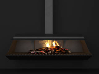 Bellic — Flow Collection , Shelter ® Fireplace Design Shelter ® Fireplace Design モダンデザインの リビング 鉄/鋼 黒色