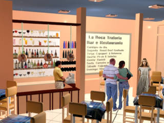 Restaurante La Boca, DESIGN CENTER ARQUITETURA-ESCRITÓRIO VIRTUAL DE PROFISSIONAL LIBERAL DESIGN CENTER ARQUITETURA-ESCRITÓRIO VIRTUAL DE PROFISSIONAL LIBERAL Espacios comerciales