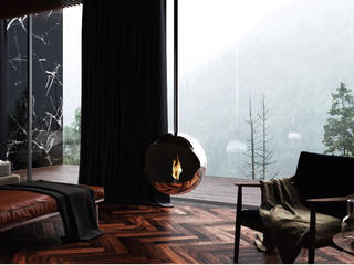 Moon — Flow Collection , Shelter ® Fireplace Design Shelter ® Fireplace Design Nowoczesny salon