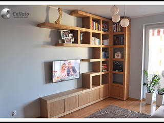 Ścianka telewizyjna, biblioteczka i komoda w jednym - Cellaio, Cellaio Cellaio Minimalist living room Wood Wood effect