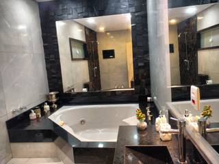 Banheiro com Pedra, Rebello Pedras Decorativas Rebello Pedras Decorativas Modern Bathroom Stone Black