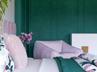 zielono - różowa sypialnia / colortrend 2019, LazyPanda Studio LazyPanda Studio