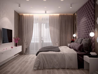Дизайн спальни в стиле модернизм в 2-х комнатной квартире по ул. Дальняя, г.Краснодар, Студия интерьерного дизайна happy.design Студия интерьерного дизайна happy.design Modern Bedroom