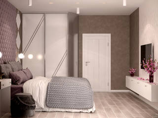 Дизайн спальни в стиле модернизм в 2-х комнатной квартире по ул. Дальняя, г.Краснодар, Студия интерьерного дизайна happy.design Студия интерьерного дизайна happy.design Modern Bedroom
