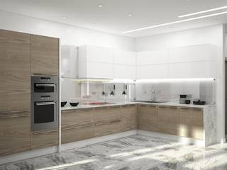 Квартира в серых тонах, Мастерская дизайна INDIZZ Мастерская дизайна INDIZZ Minimalist kitchen