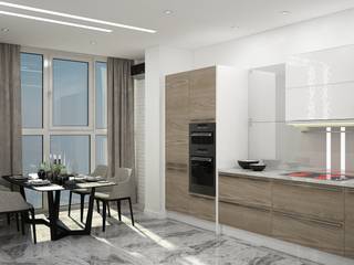 Квартира в серых тонах, Мастерская дизайна INDIZZ Мастерская дизайна INDIZZ Minimalist kitchen