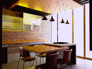 Interior Dapur dan Ruang Makan, r.studio r.studio Cucina piccola Laterizio