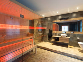 Sauna ze świerku skandynawskiego z przeszkleniami , Safin Safin Modern Bathroom Wood