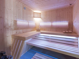 Sauna ze świerku skandynawskiego z przeszkleniami , Safin Safin Industrial style spa