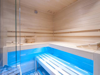 Sauna z osiki białej z przeszkleniami, Safin Safin Modern spa
