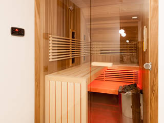 Sauna narożna z cedru kanadyjskiego i przeszkleniem, Safin Safin Spa phong cách hiện đại