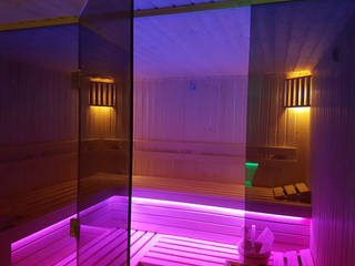 Sauna ze świerku skandynawskiego z przeszkleniami , Safin Safin Modern spa