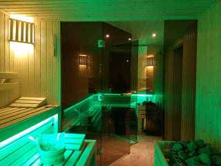 Sauna ze świerku skandynawskiego z przeszkleniami , Safin Safin Modern spa