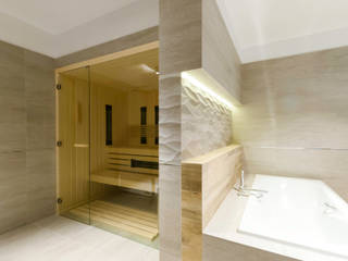 Sauna z osiki białej z przeszkleniami, Safin Safin Modern Bathroom