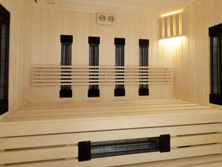 Sauna z osiki białej z przeszkleniami, Safin Safin Modern Bathroom