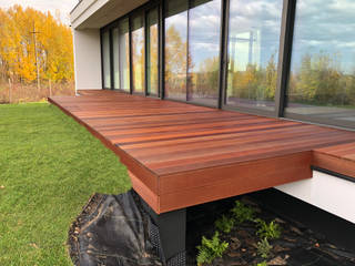 Nowoczesny taras z drewna egzotycznego, Roble Roble Modern terrace Wood Wood effect