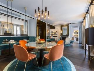 Elegant Apartment, France, DelightFULL DelightFULL Modern dining room Copper/Bronze/Brass Amber/Gold