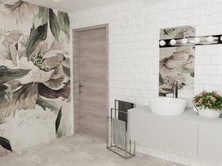 Łazienka z motywem Kwiatowym, d.b.mroz@onet.pl d.b.mroz@onet.pl 現代浴室設計點子、靈感&圖片