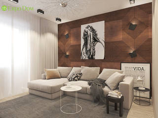 Дизайн двухкомантной квартиры 57 кв. м в современном стиле, ЕвроДом ЕвроДом Phòng khách phong cách tối giản