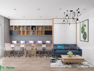 Thiết kế nội thất căn hộ Officetel D’Capital, Công ty CP tư vấn thiết kế và xây dựng V-Home Công ty CP tư vấn thiết kế và xây dựng V-Home Salones de estilo moderno