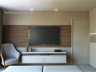 Quarto de casal, Patricia Picelli Arquitetura e Interiores Patricia Picelli Arquitetura e Interiores Rustic style bedroom