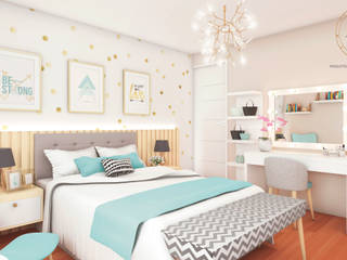 PROYECTO RESIDENCIAL - Dormitorio Jovencita, NF Diseño de Interiores NF Diseño de Interiores Bedroom