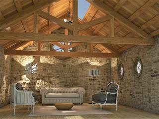 Garrets, sloping ceilings, Blophome Blophome Rustic style living room