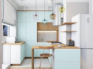 homify Dapur kecil MDF Turquoise